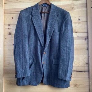 Vintage Farah WFF 46L Men's Blazer‎ Jacket Grey Herringbone Wool Grey